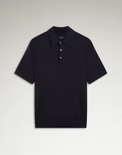 Dunhill Merino Wool Short Sleeve Polo In Blue