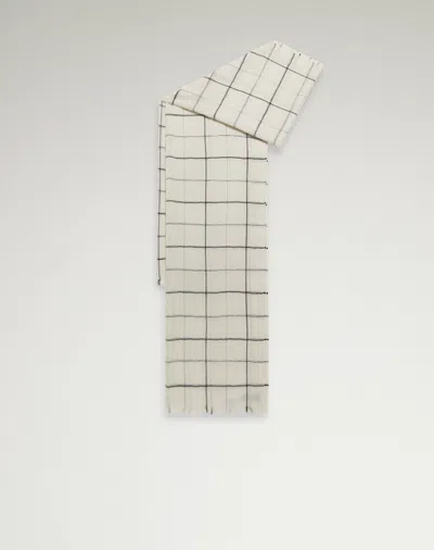 Dunhill Merino Wool Tattersall Scarf In White