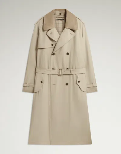 Dunhill Merino Wool Trench Coat In Sand