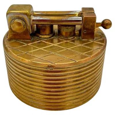 Pre-owned Dunhill Mid-century "brilux" For  Brass Lift-arm Table Lighter, Switzerland In Brown