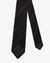 DUNHILL SILK WOOL MELANGE STRIPE GRENADINE WOVEN TIE