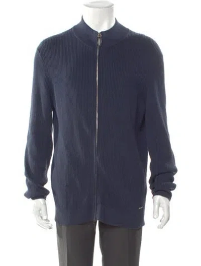 Pre-owned Dunhill Mock Neck Long Sleeve Cardigan In Blue