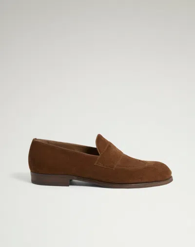 Dunhill Mount Suede Wingtip Brogue Loafers In Brown