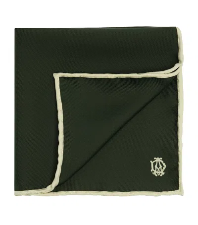 Dunhill Mulberry Silk Cypher Logo Pocket Square In Green