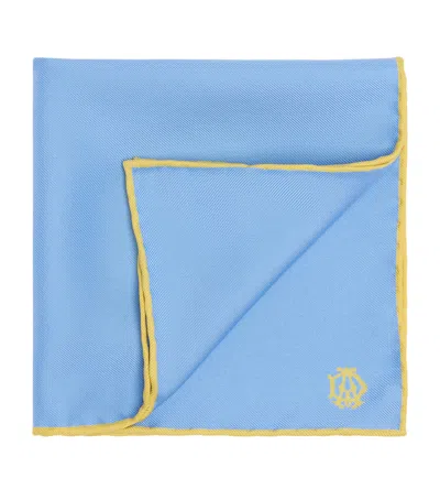 Dunhill Mulberry Silk Pocket Square In Blue