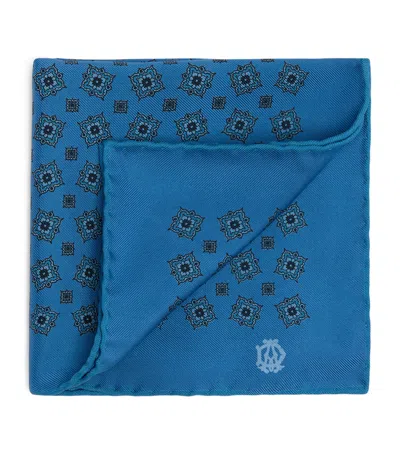 Dunhill Mulberry Silk Pocket Square In Blue