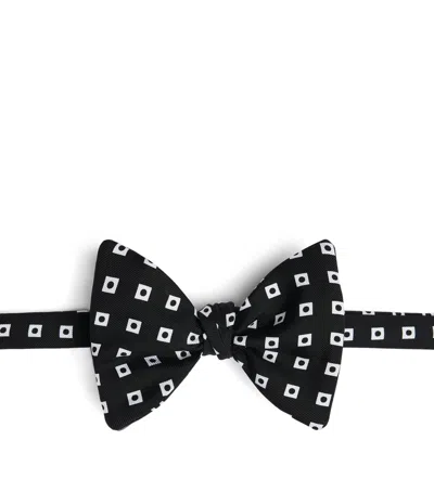 Dunhill Mulberry Silk Polka Dot Bow Tie In Black