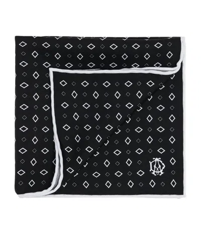 Dunhill Mulberry Silk Polka Dot Pocket Square In Black