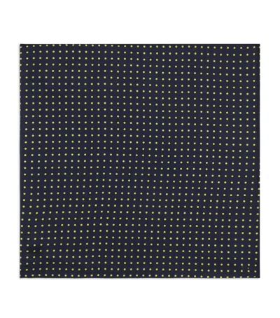 Dunhill Mulberry Silk Polka Dot Print Pocket Square In Blue