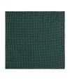 Dunhill Mulberry Silk Polka Dot Print Pocket Square In Green