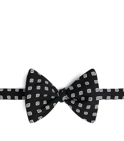 Dunhill Mulberry Silk Printed Bow Tie In Black