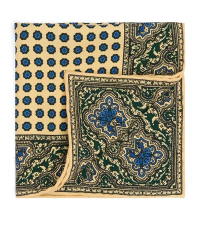 Dunhill Mulberry Silk Printed Pocket Square In Beige