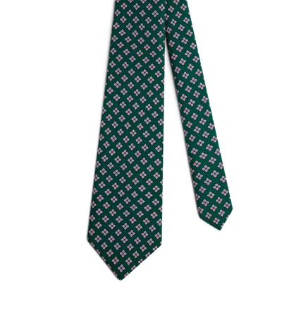 Dunhill Mulberry Silk Printed Tie In Green