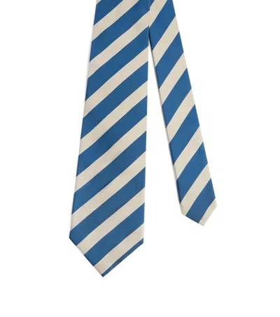 Dunhill Mulberry Silk Stripe Tie In Blue