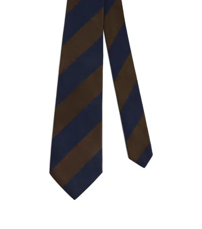 Dunhill Mulberry Silk Stripe Tie In Green