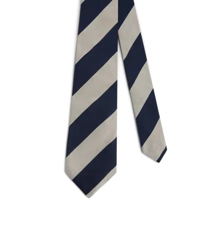 Dunhill Mulberry Silk Stripe Tie In Ivory