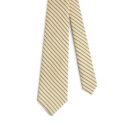 Dunhill Mulberry Silk Stripe Tie In Neutral