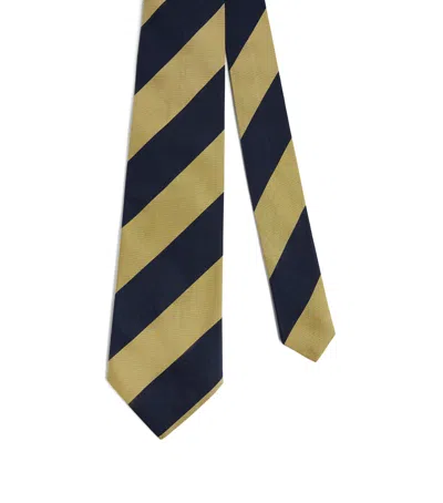 Dunhill Mulberry Silk Stripe Tie In Yellow
