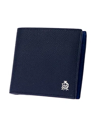 Dunhill Navy Blue Badge Double-folded Wallet In Black