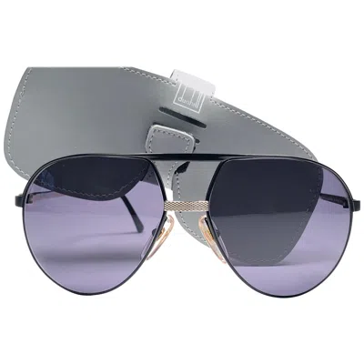 Pre-owned Dunhill New Vintage  6042 Black Frame Aviator Grey Lenses Sunglasses 80's Austria In Gray