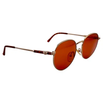 Pre-owned Dunhill New Vintage  6194 Gold & Tortoise Round Gold Sunglasses Austria In Red