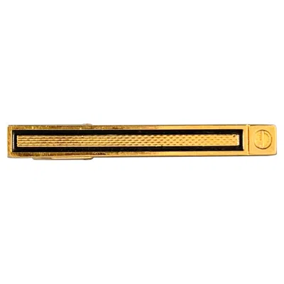 Pre-owned Dunhill One Size Gold Black Embossed Metal Tie Clip