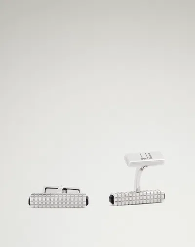 Dunhill Onyx Hobnail Ingot Cufflinks In Silver