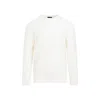 DUNHILL OPEN KNIT CREWNECK OFF WHITE COTTON PULLOVER