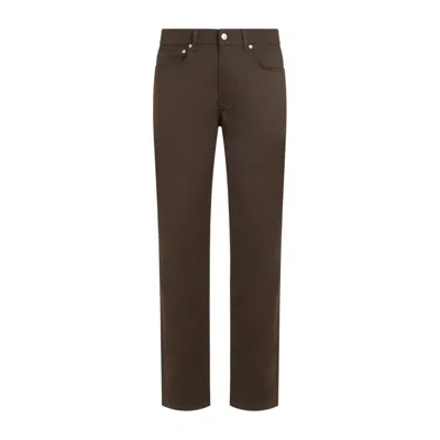 Dunhill 5 Pocket Moss Green Cotton Pants In Black