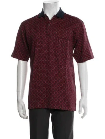 Pre-owned Dunhill Patterned Collar Polo Shirt In Burgundy