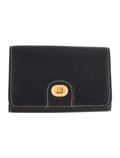 Pre-owned Dunhill Pebbled Leather Key Card Case W/ Tags In Black