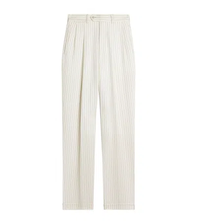 Dunhill Pinstripe Straight Trousers In White