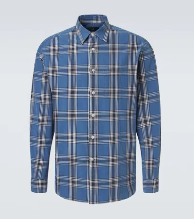 Dunhill Plaid Cotton Shirt In Blue