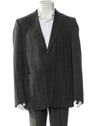 Pre-owned Dunhill Plaid Print Blazer In Gray