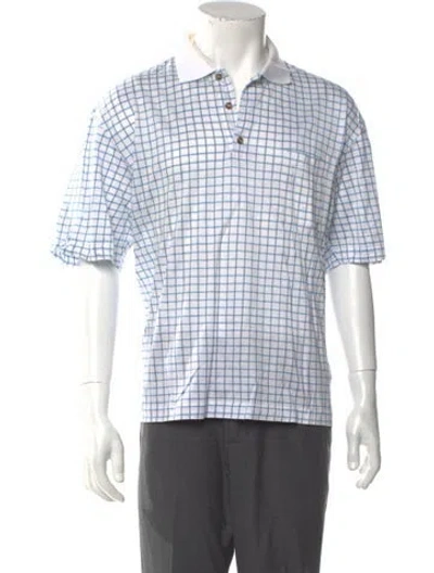 Pre-owned Dunhill Plaid Print Collar Polo Shirt In White