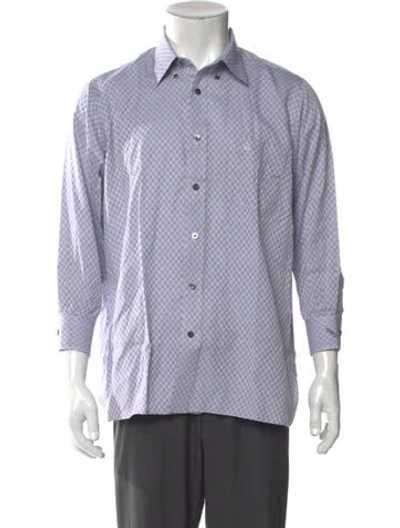 Pre-owned Dunhill Plaid Print Long Sleeve Dress Shirt In Purple