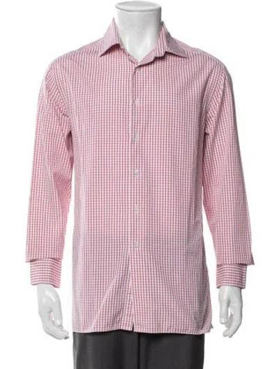 Pre-owned Dunhill Plaid Print Long Sleeve Dress Shirt In Red