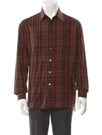 Pre-owned Dunhill Plaid Print Long Sleeve Shirt In Black