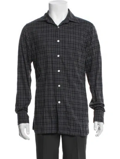 Pre-owned Dunhill Plaid Print Long Sleeve Shirt In Black