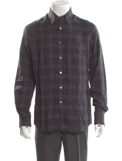 Pre-owned Dunhill Plaid Print Long Sleeve Shirt W/ Tags In Gray