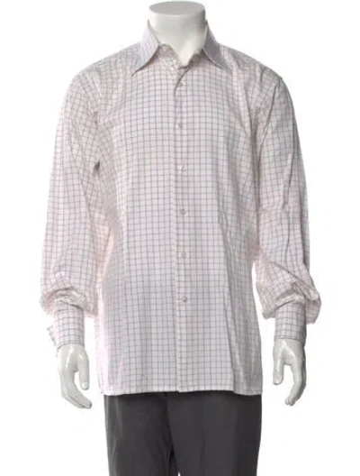 Pre-owned Dunhill Plaid Print Long Sleeve Shirt In White