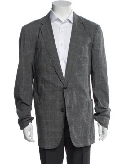 Pre-owned Dunhill Plaid Print Overcoat In Gray