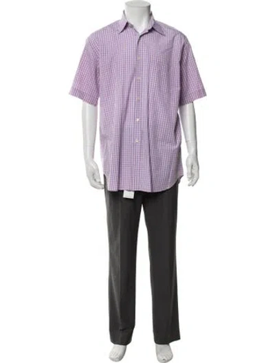Pre-owned Dunhill Plaid Print Short Sleeve Shirt In Purple
