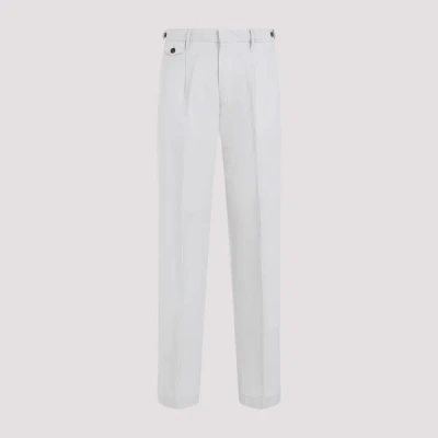 Dunhill Pleated Cotton-linen Chno Pants 50 In Light Grey
