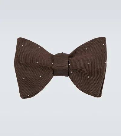 Dunhill Polka-dot Silk Bow Tie In Brown