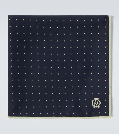 Dunhill Polka-dot Silk Scarf In Blue