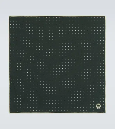 Dunhill Polka-dot Silk Twill Scarf In Green