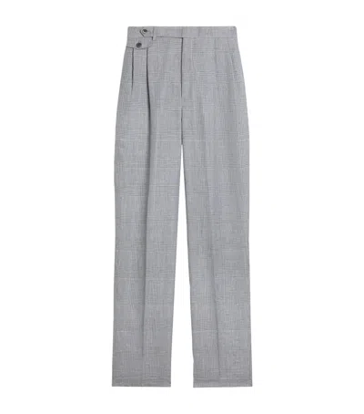 Dunhill Prince Of Wales Check Tailored Trousers In Gray