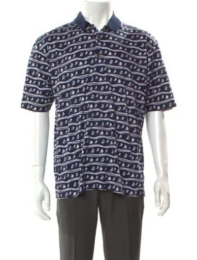 Pre-owned Dunhill Printed Collar Polo Shirt In Blue