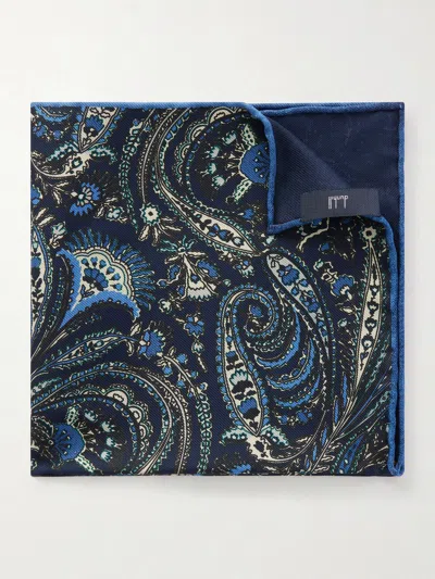 Dunhill Printed Silk-satin Pocket Square In Blue